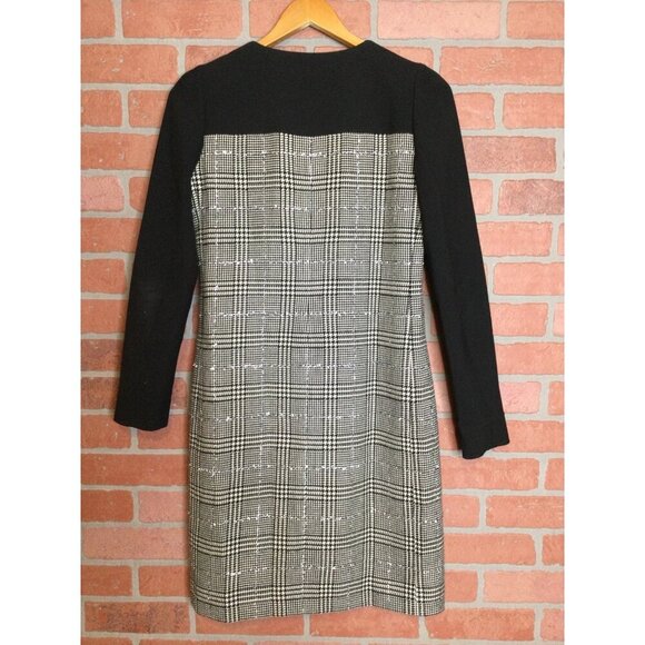Jaeger London Womens Wool Blend Houndstooth Sheath Dress Size 6 Black & White Me - Picture 4 of 10
